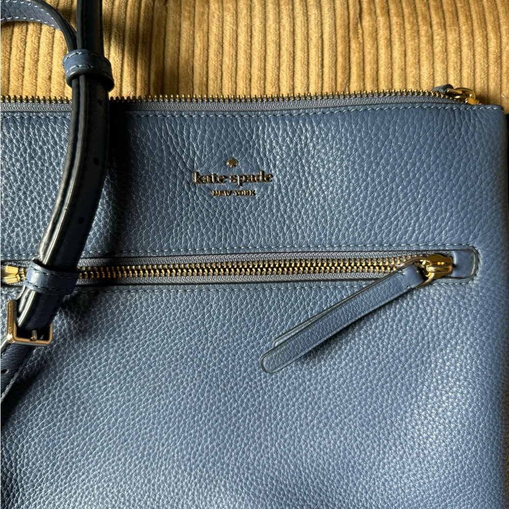 NWOT Kate Spade Smokey Blue Pebbled Leather Crossbody - Picture 2 of 7
